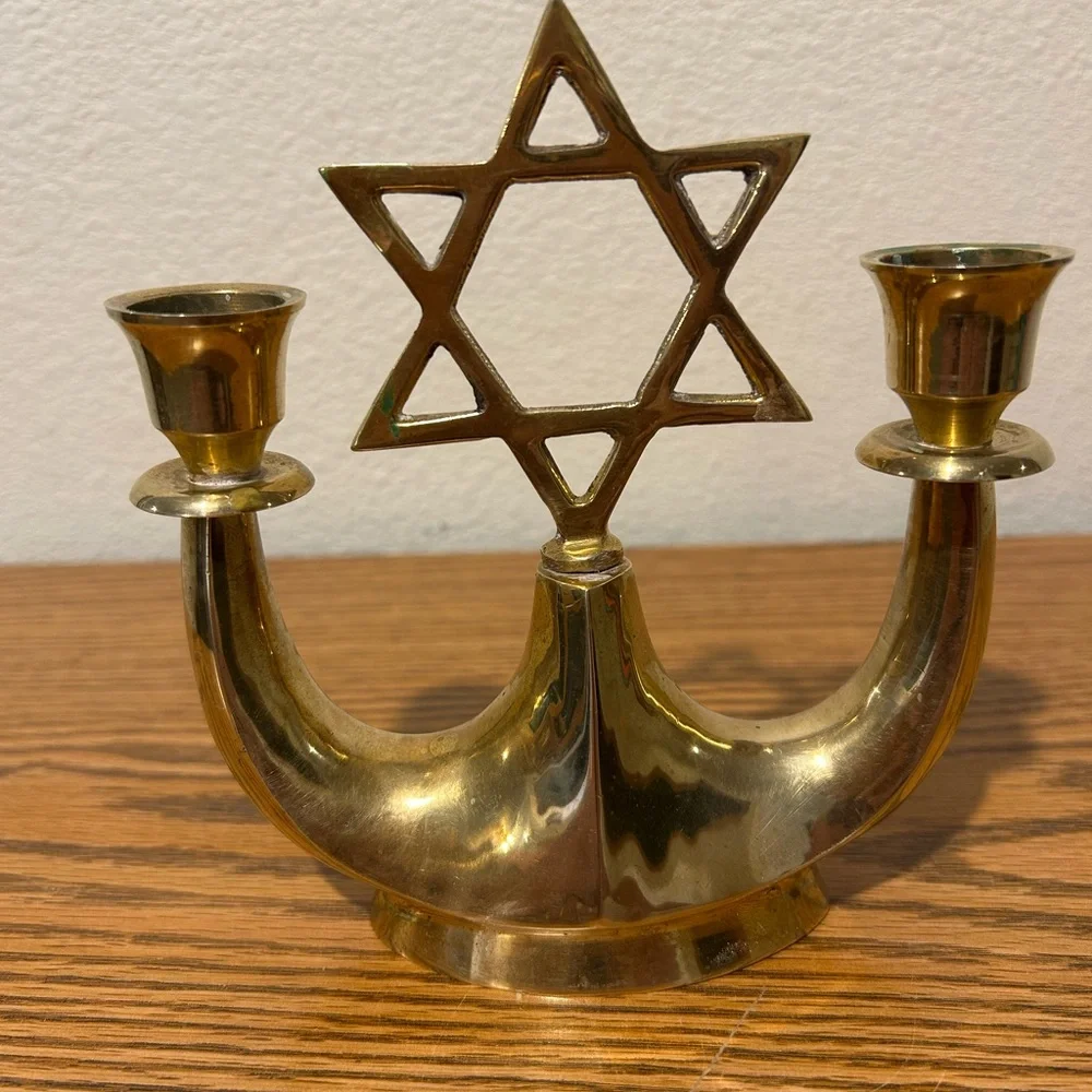 Brass Star of David Candle Holder